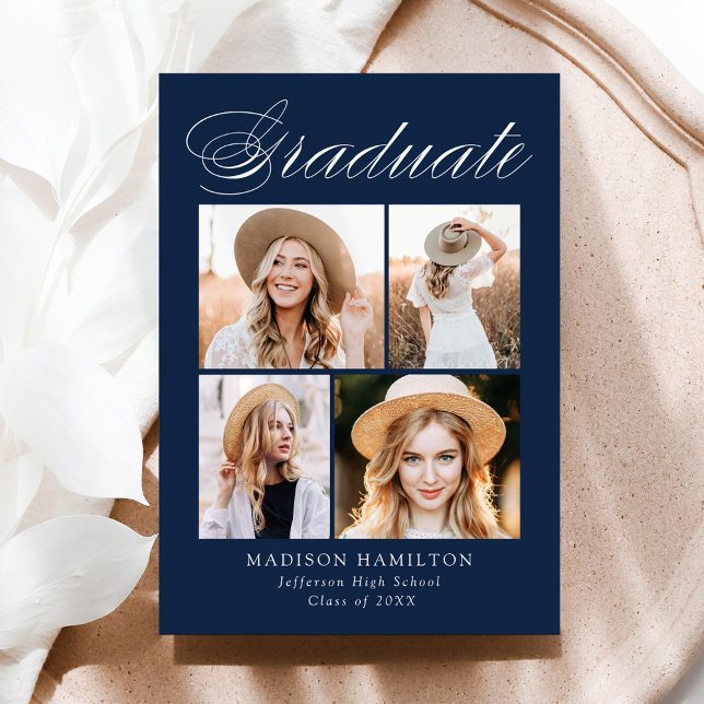 Elegant Calligraphy Navy 4 Photo Studenten Meddelande (Skapare uppladdad)
