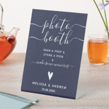 Elegant Calligraphy Navy Blue Bröllop Photobooth