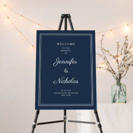 Elegant Calligraphy Navy Blue Wedding Welcome