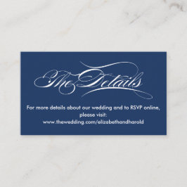 Elegant Calligraphy Navy Nautical Bröllop webbplat Tilläggskort
