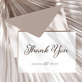 Elegant Calligraphy Neutralt Monogram Bröllop Tack Kort