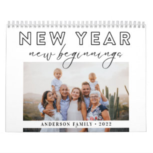 Elegant Calligraphy New Year New Beginnings Photo Kalender