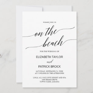 Elegant Calligraphy on the Beach Wedding Inbjudningar