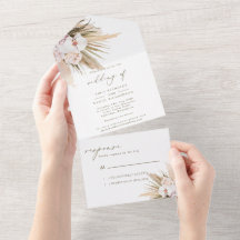 Elegant Calligraphy Pampas Grass Bröllop