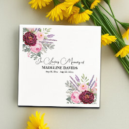 Elegant Calligraphy Peonies Funeral  Pappersservett