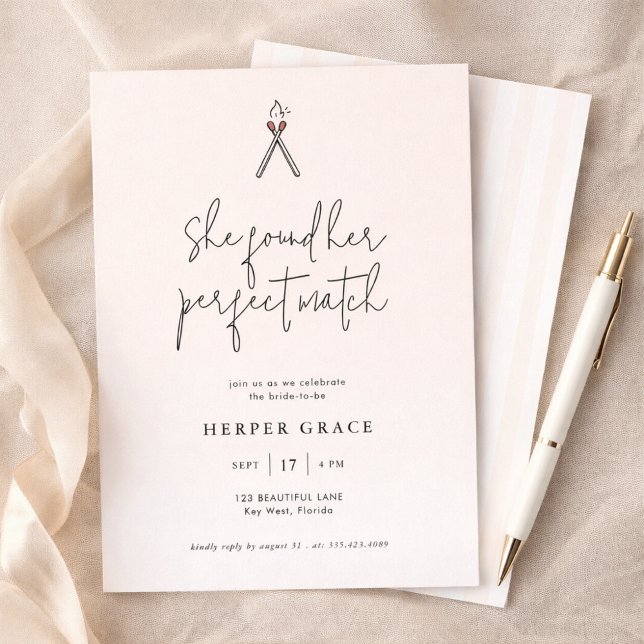Elegant Calligraphy Perfect Match Bridal Shower Inbjudningar (Skapare uppladdad)
