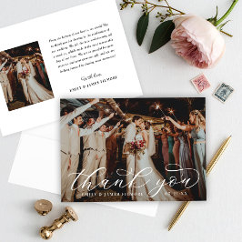 Elegant Calligraphy Personligt bröllp Photo Tack Kort