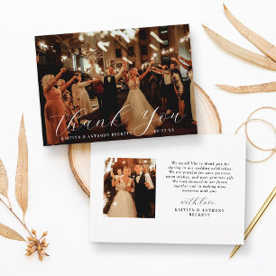 Elegant Calligraphy Personligt bröllp Photo Tack Kort