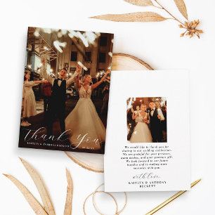 Elegant Calligraphy Personligt bröllp Photo Tack Kort