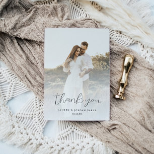 Elegant Calligraphy Personligt bröllp Photo Tack Kort