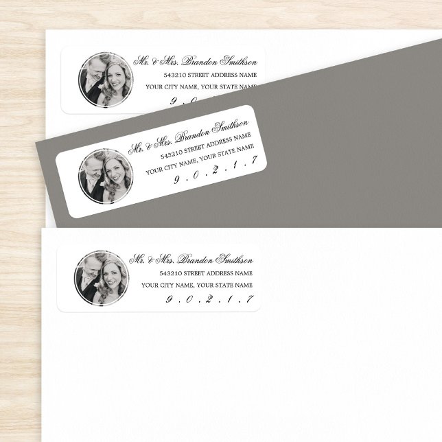 Elegant Calligraphy & Photo Address Label-etikette Returadress Etikett (Skapare uppladdad)
