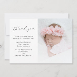 Elegant Calligraphy Photo Baby Shower Tack Kort