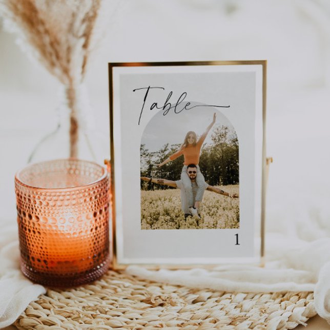 Elegant Calligraphy Photo Bröllop Bordsnummer (Skapare uppladdad)