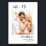 Elegant Calligraphy Photo Bröllop Dubbla Sided Bordsnummer<br><div class="desc">Modern Elegant Calligraphy Script Bröllop Bordsnummer Dubbla Sided with anpassningsbar personlig Photo. Hjälp dina gäster att enkelt hitta rätt på med de här enkla dubblorna för bordsnummer på eleganten. Lägg enkelt till nummer,  foton,  namn och datum! Har en söt hand som skriver calligraphy "bröllop of",  "bord"-skript och anpassningsbar-fotomall.</div>