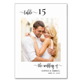 Elegant Calligraphy Photo Bröllop Dubbla Sided Bordsnummer