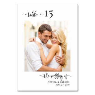 Elegant Calligraphy Photo Bröllop Dubbla Sided Bordsnummer