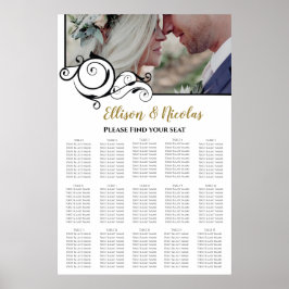 Elegant Calligraphy Photo Bröllop Seating Chart Poster