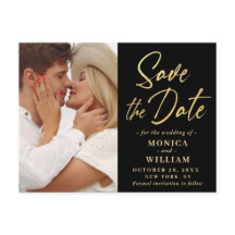 Elegant Calligraphy Photo Bröllop spara datum