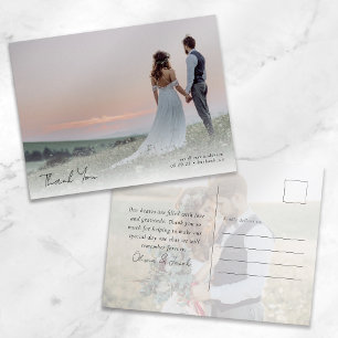 Elegant Calligraphy Photo Bröllop Tack Vykort