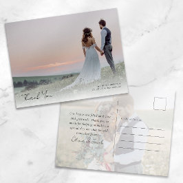 Elegant Calligraphy Photo Bröllop Tack Vykort