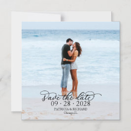 Elegant Calligraphy Photo Save Date Magnetisk Inbjudningskort