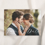 Elegant Calligraphy Photo Save Date Spara Datumet<br><div class="desc">bröllop spara datum-kort för anpassningsbar-designade med enkel design med elegant-kalligrafi.</div>