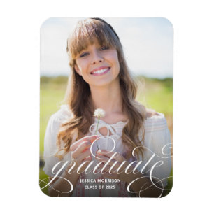 Elegant Calligraphy Photo Studenten annons Magnet