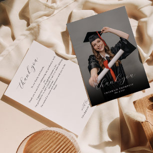 Elegant Calligraphy Photo Studenten Tack Kort