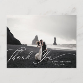 Elegant Calligraphy Plum Bröllop Photo Tack Vykort