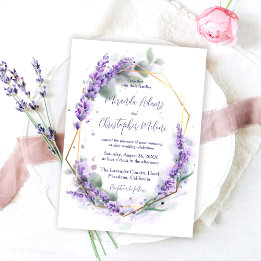 Elegant Calligraphy Purple Lavender Floral Wedding Inbjudningar