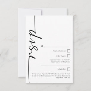 Elegant Calligraphy QR Code Bröllop OSA Anteckningskort