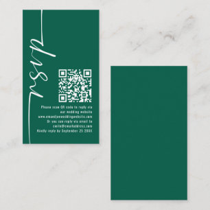 Elegant Calligraphy QR Code Emerald Bröllop OSA Tilläggskort