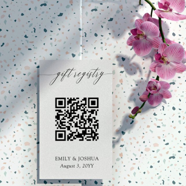 Elegant Calligraphy QR Code Gift Registry Tilläggskort (Skapare uppladdad)