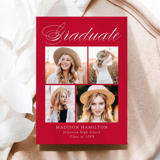 Elegant Calligraphy Red 4 Photo Studenten Meddelande (Skapare uppladdad)