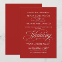 Elegant Calligraphy Red och Silver Bröllop