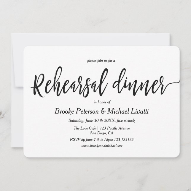 Elegant Calligraphy Rehearsal Dinner Invitation Inbjudningar (Framsida)