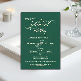 Elegant Calligraphy Rehearsal Dinner Teal Bröllop Inbjudningar