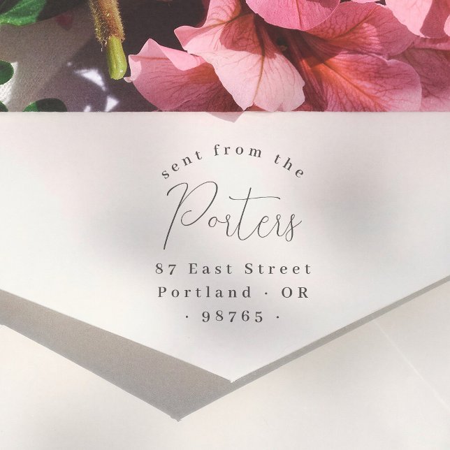 Elegant Calligraphy Retro Sent From Return Address Självfärgande Stämpel (Skapare uppladdad)