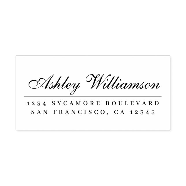 Elegant Calligraphy Returadress Rubber Frimärke Stämpel (Tryck)