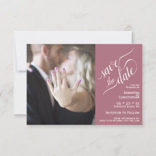 Elegant Calligraphy Ro Rosa 2 Pane Photo Bröllop Spara Datumet