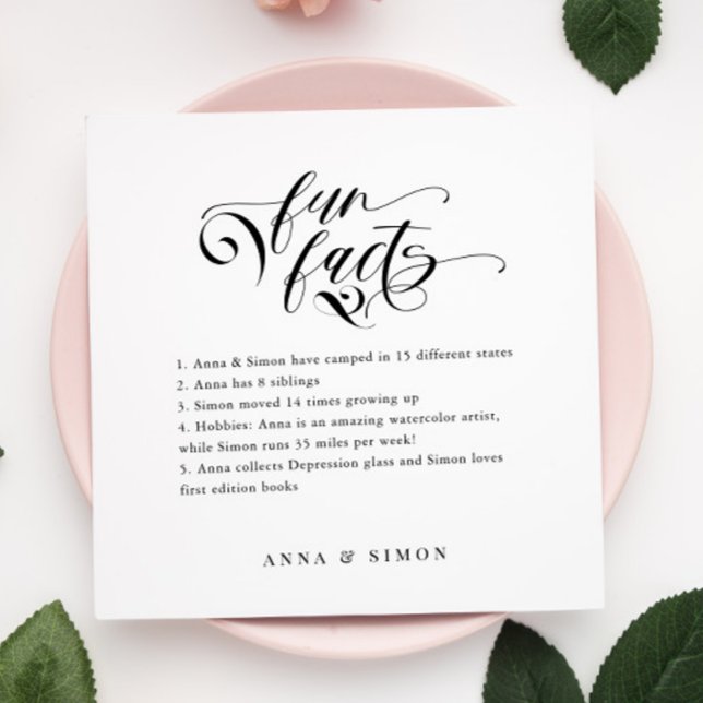 Elegant Calligraphy Roligt Facts Bröllop Napkins Pappersservett (Skapare uppladdad)