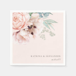 Elegant Calligraphy Rosa Blommigt Pappersservett