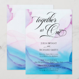 Elegant Calligraphy Rosa Blue Watercolor Modern In Inbjudningar
