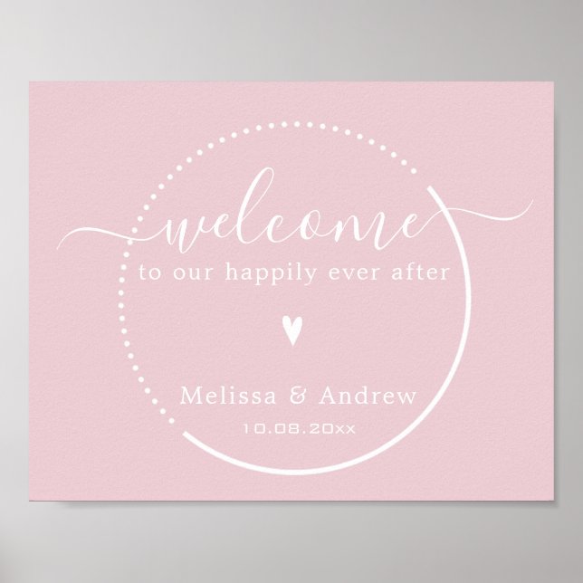 Elegant Calligraphy - Rosa Bröllop Välkommen Poster (Framsidan)