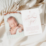 Elegant Calligraphy Rosa Girls Photo Baptism Tack Kort<br><div class="desc">Elegant Calligraphy Rosa Girls Photo Baptism - tack för ditt kort. Klicka på knappen Anpassa om du vill anpassa den här designen med dina detaljer. Om du vill ändra färg och typsnitt väljer du att redigera den här designen ytterligare för att öppna ytterligare anpassningsalternativ.</div>