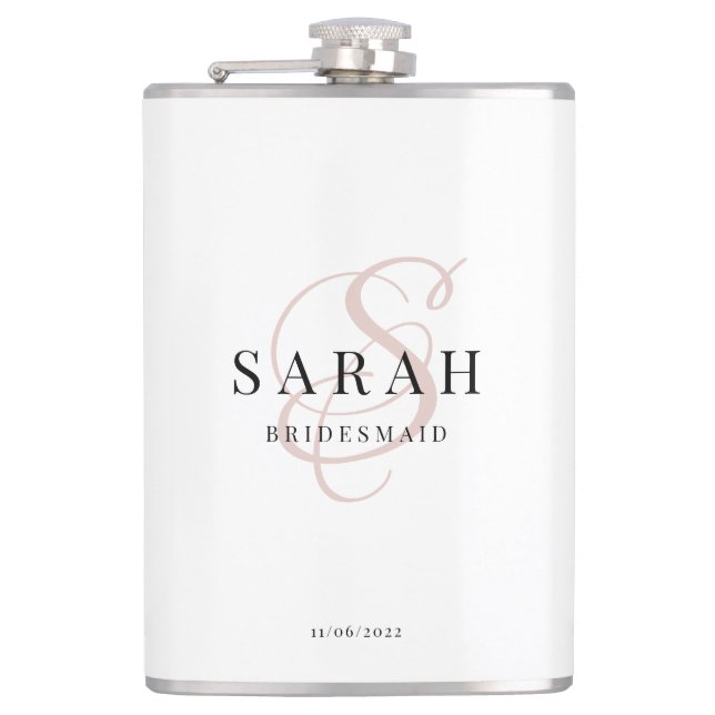 Elegant Calligraphy Rosa Monogram Bridesmaid Gift Fickplunta (Framsidan)