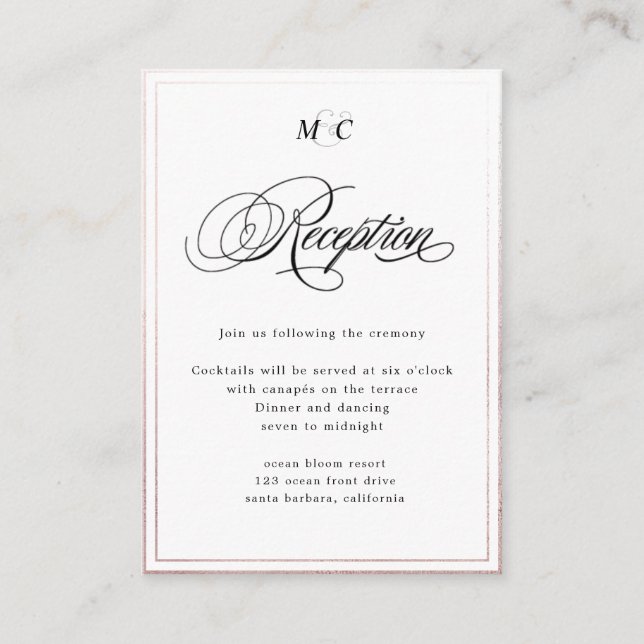 Elegant Calligraphy rose gold välkomsthälsning Tilläggskort (Framsida)