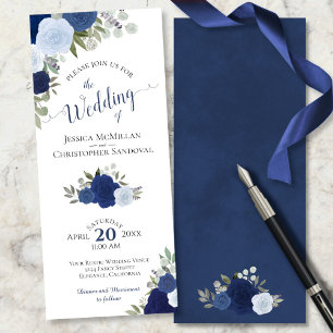 Elegant Calligraphy Rustic Blue Boho Ro Bröllop Inbjudningar
