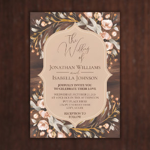 Elegant Calligraphy Rustic Bröllop Inbjudningar
