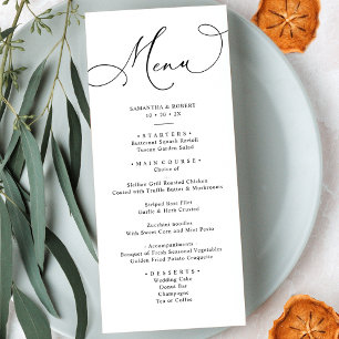 Elegant Calligraphy Rustic Sage Grönt Bröllop Menu Meny